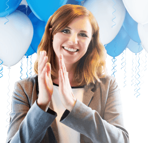 Business woman celebrating